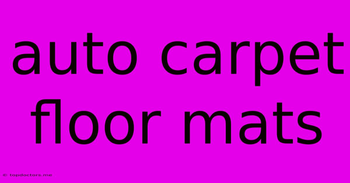 Auto Carpet Floor Mats Auto Carpet Floor Mats