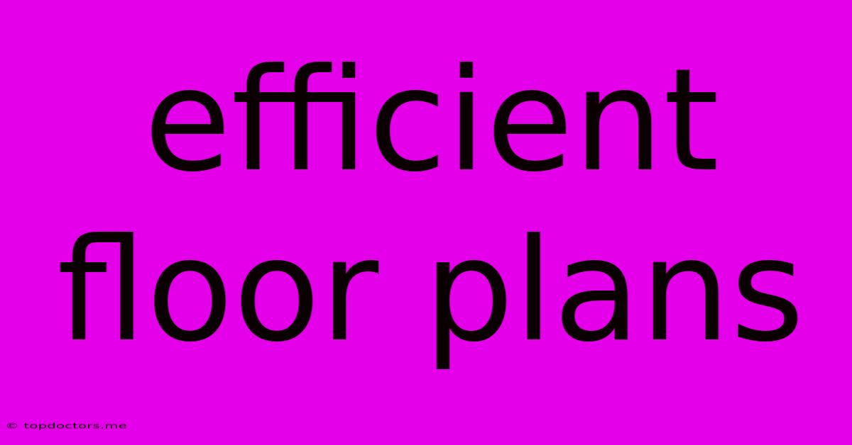 Efficient Floor Plans Efficient Floor Plans