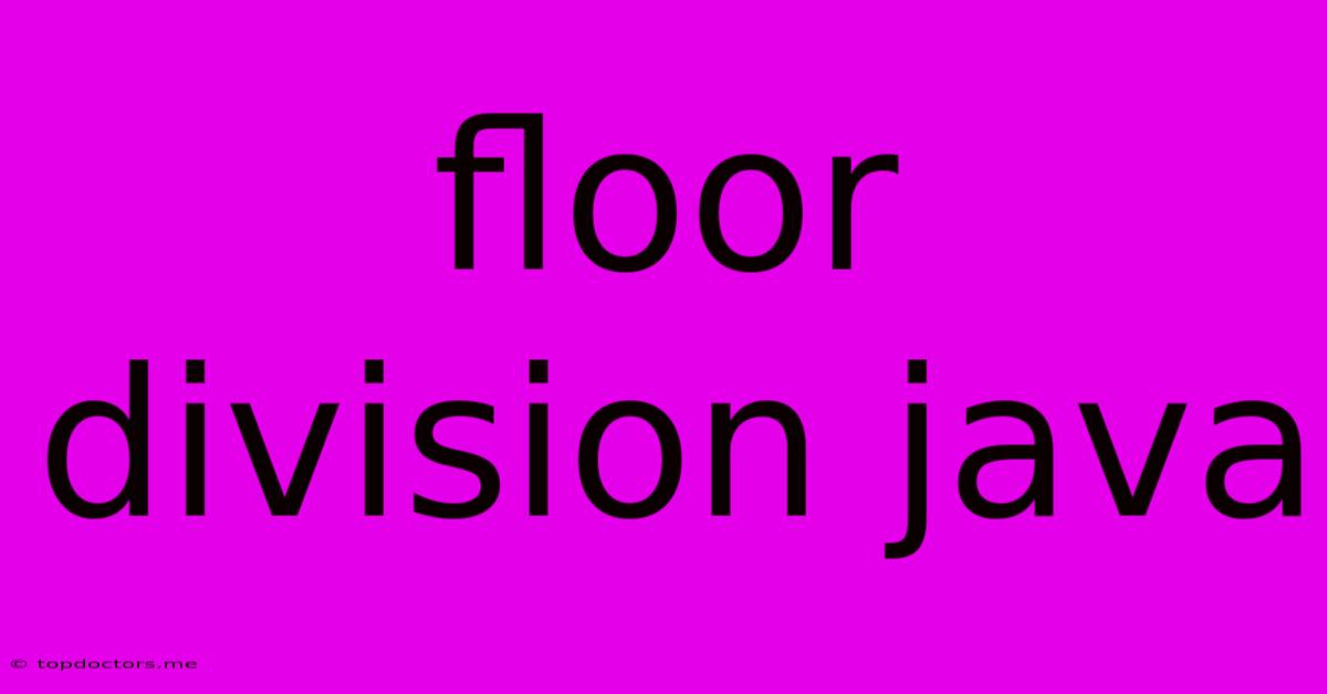 Floor Division Java Floor Division Java