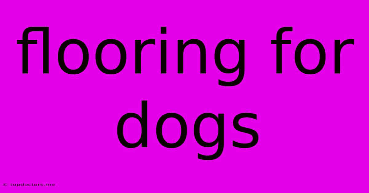 Flooring For Dogs