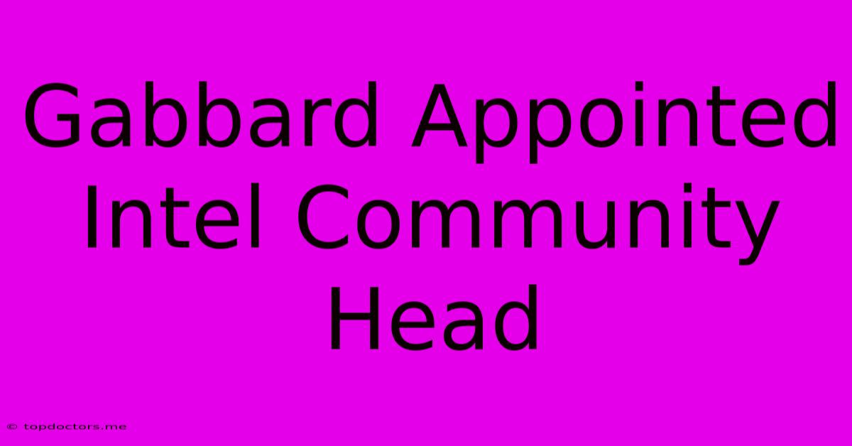 Gabbard Appointed Intel Community Head Gabbard Appointed Intel Community Head