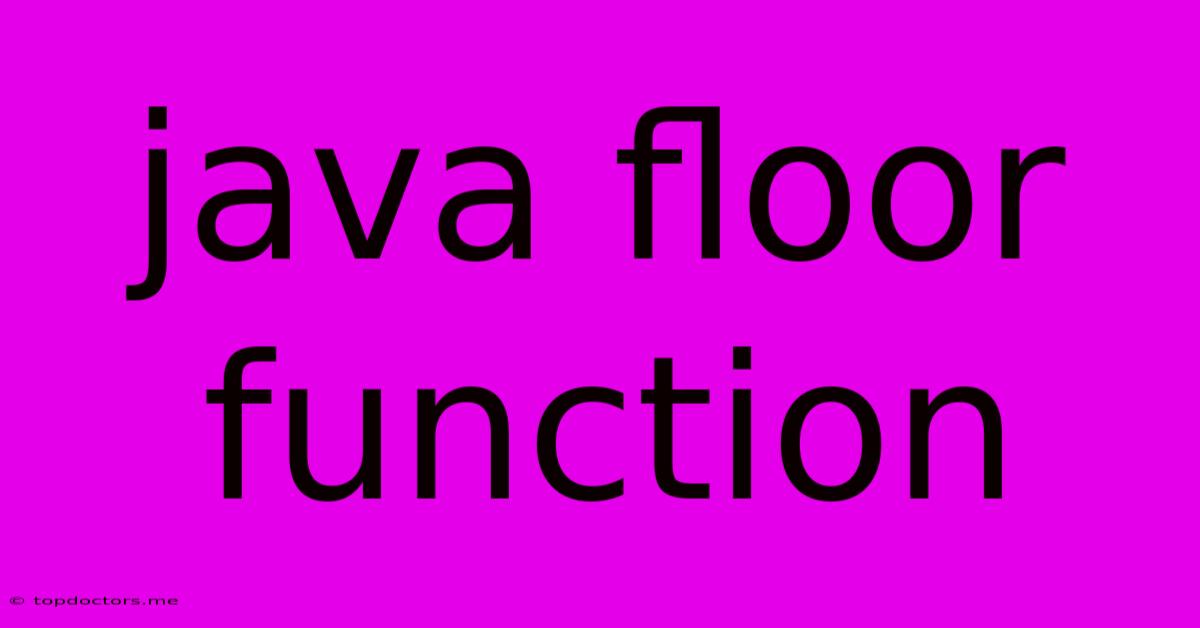 Java Floor Function
