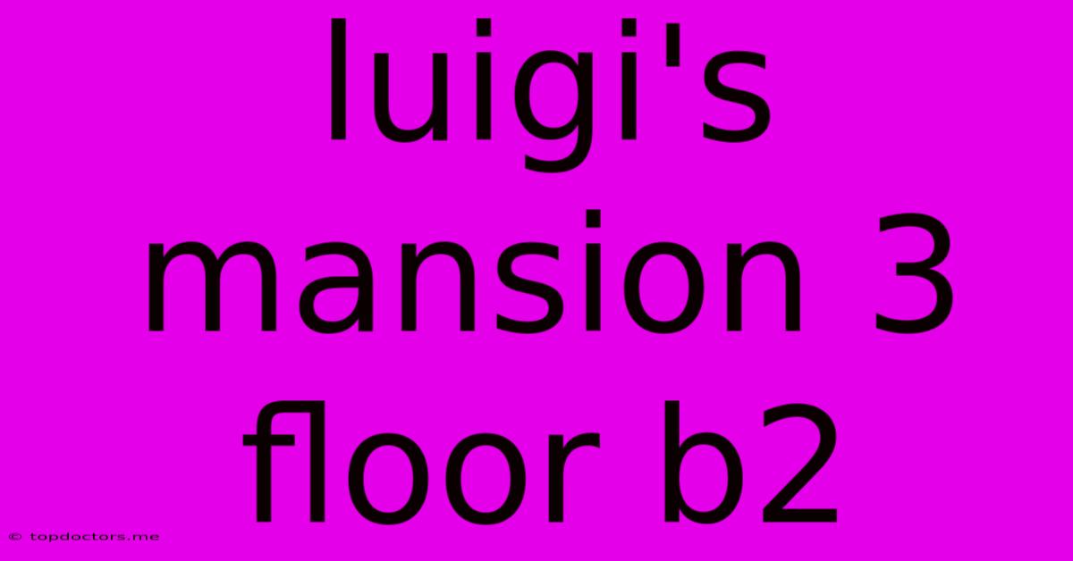 Luigi's Mansion 3 Floor B2 Luigi's Mansion 3 Floor B2