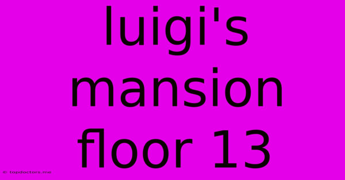 Luigi's Mansion Floor 13 Luigi's Mansion Floor 13