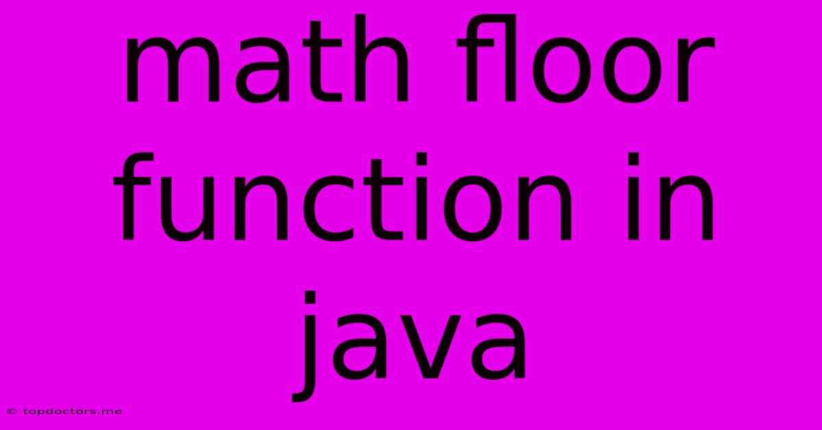 Math Floor Function In Java