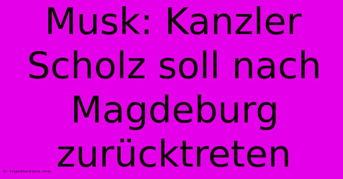 Musk: Kanzler Scholz Soll Nach Magdeburg Zurücktreten Musk: Kanzler Scholz Soll Nach Magdeburg Zurücktreten
