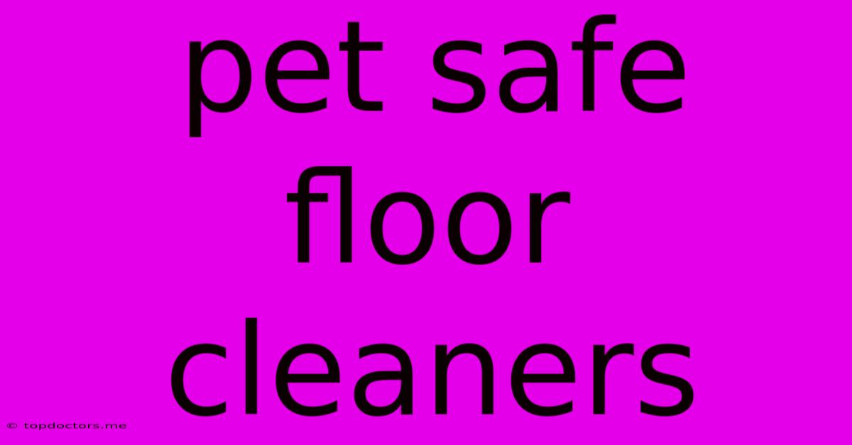 Pet Safe Floor Cleaners