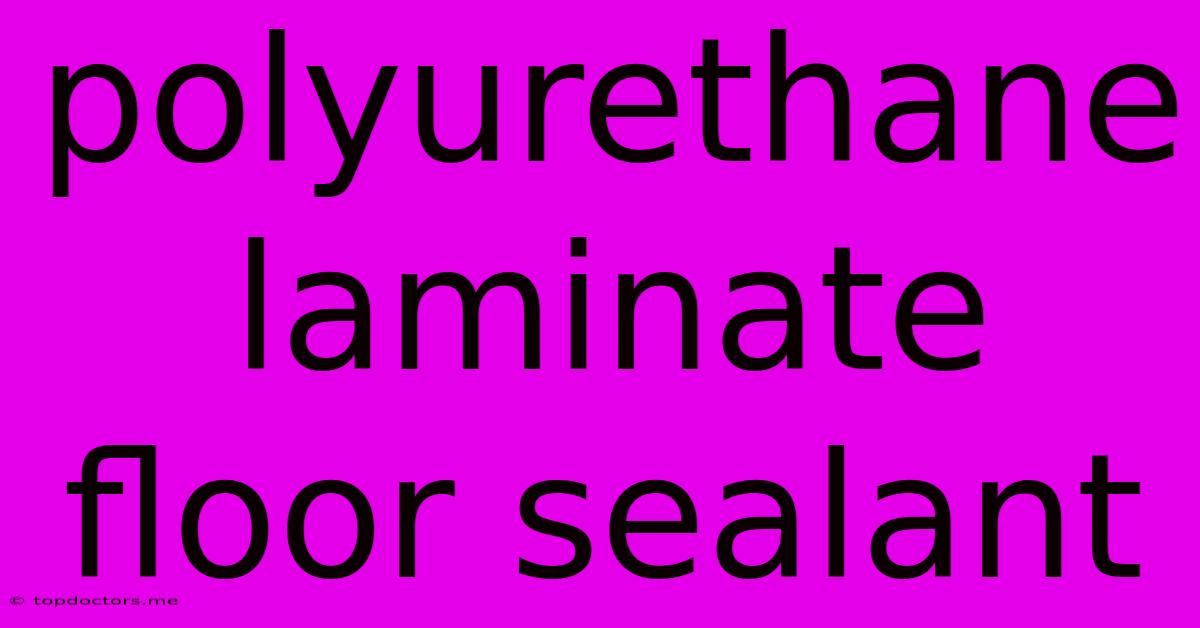 Polyurethane Laminate Floor Sealant Polyurethane Laminate Floor Sealant