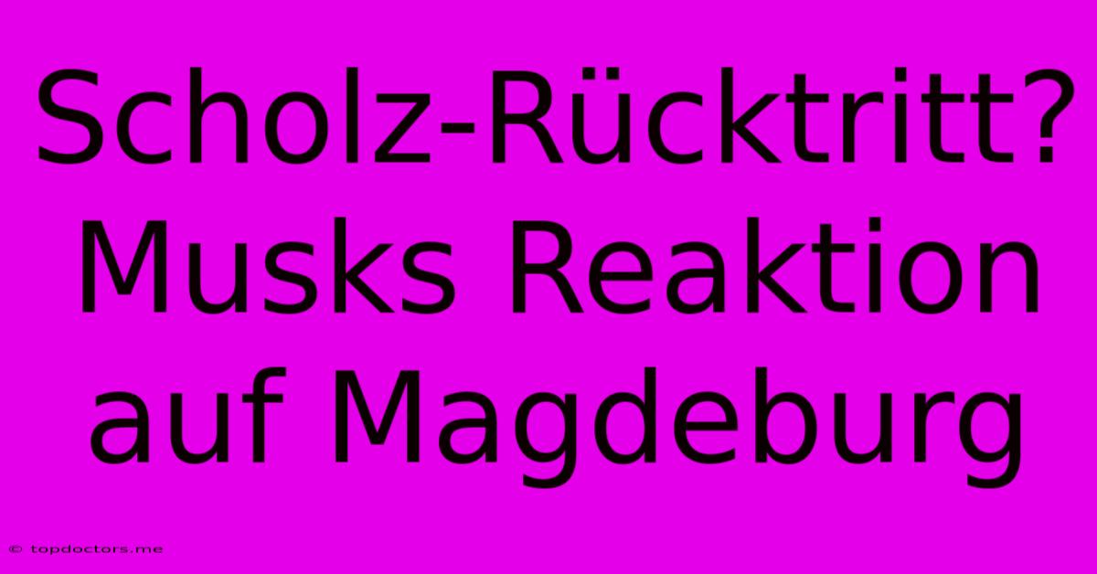 Scholz-Rücktritt? Musks Reaktion Auf Magdeburg Scholz-Rücktritt? Musks Reaktion Auf Magdeburg
