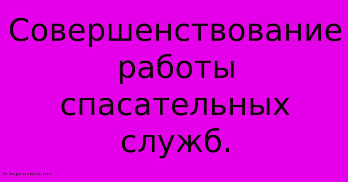 Совершенствование Работы Спасательных Служб. Совершенствование Работы Спасательных Служб.