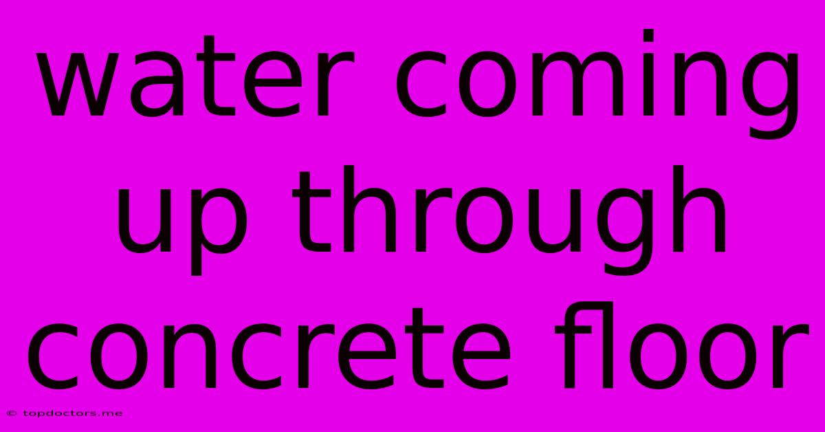 Water Coming Up Through Concrete Floor