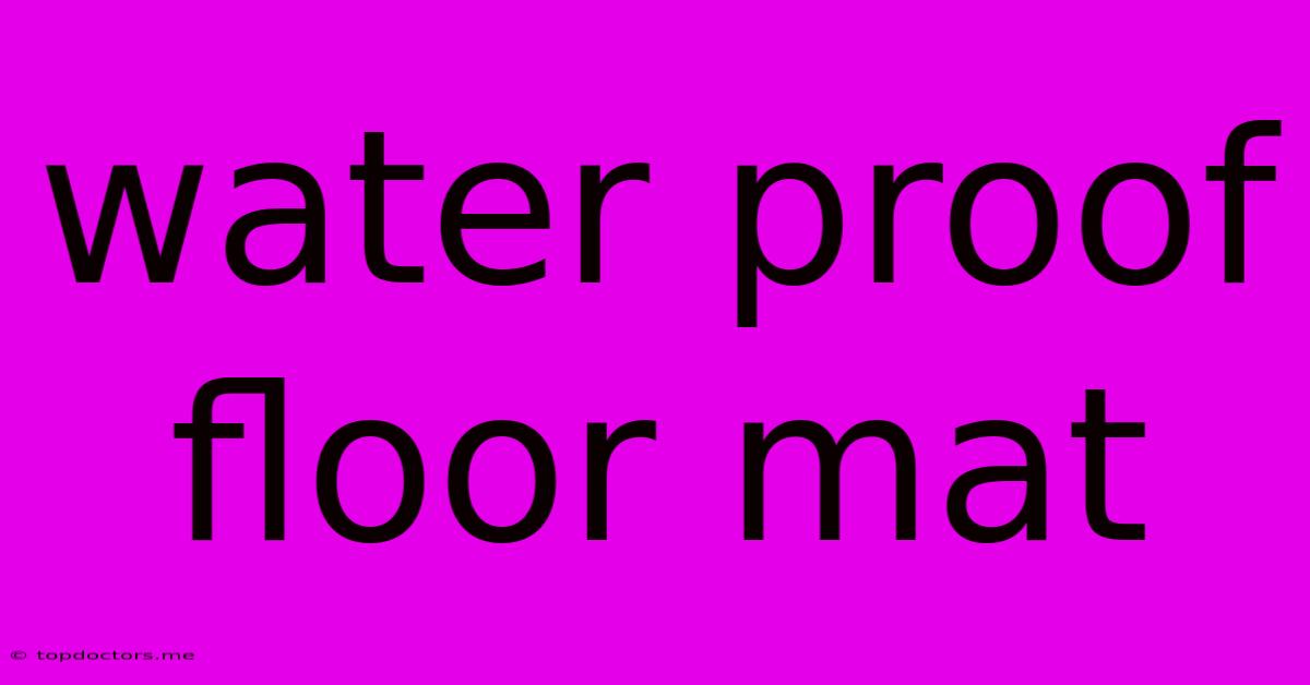 Water Proof Floor Mat Water Proof Floor Mat