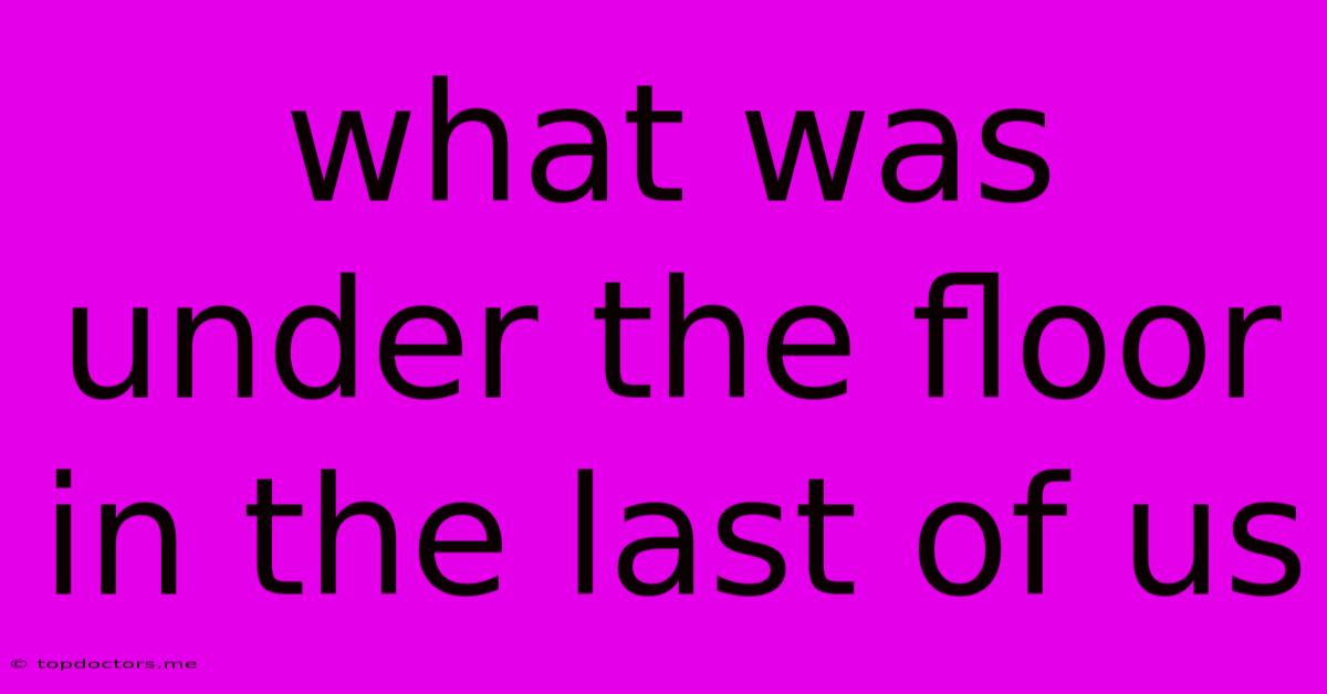 What Was Under The Floor In The Last Of Us What Was Under The Floor In The Last Of Us
